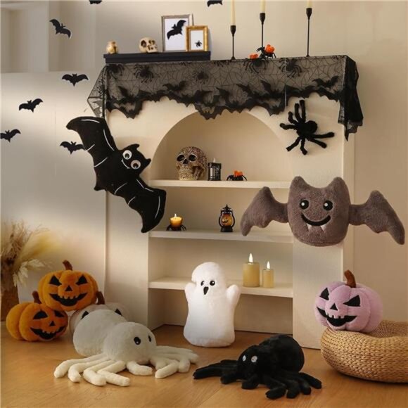 BRAND NEW Cute Spider Shaped Throw Pillow 16x22 in White - Picture 6 of 7